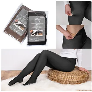 Mojawo Feinstrumpfleggings Da Thermostrumpfhose Strumpfhose Warm gefüttert Thermo Fleece XS/S schwarz