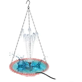 HOHOVYVY Solarbrunnen Für Draussen,Vogeltränke Solar,Solar Vogelbad Mit Springbrunnen Outdoor Wasserspiel Solarbetrieben Für Garten Terrasse Balkon(Pink)