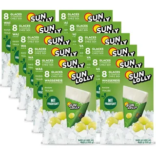 Sun Lolly Wassereis Weintraube 12er Vorratspack | Mit Fruchtsaft | Zum Selbsteinfrieren | Ohne künstliche Aromen | Frei von Süßungsmittel | Laktosefrei | Glutenfrei | 12 x 480ml