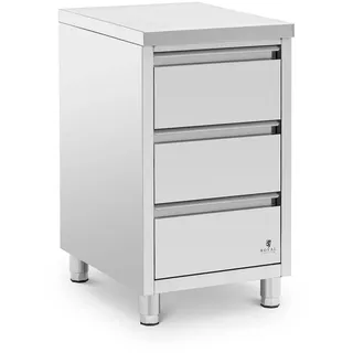 Royal Catering Edelstahl-Arbeitsschrank 3 Schubladen 50 x 60 cm