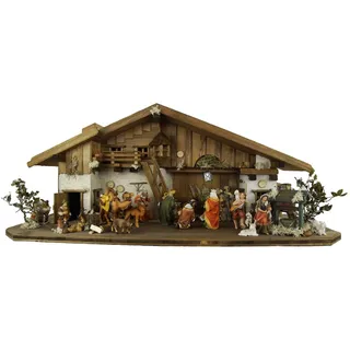 Krippenursel Krippe Weihnachtskrippe Gotthard inkl. Figurensatz K001 oder K002 (24-tlg), Handbemalte Figuren in klassischer Form