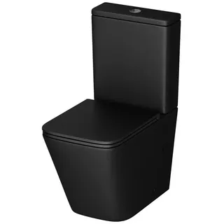 doporro S112T Stand-WC mit WC-Sitz Schwarz matt spülrandlos