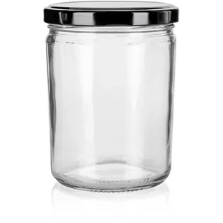 Sturzgläser mit Schraubdeckel | Füllmenge 440 ml | Gläser mit Deckel | Schraub - Deckel Twist Off 82 | Marmeladengläser, Einmachgläser, Einkochgläser, Einmachglas 435 ml (Schwarz, 12 Stück)