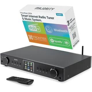 Radio DAB Plus Internetradio WLAN Tuner | DAB+ Internet Radio Receiver | Empfänger für Stereoanlage | Internetradio Adapter HiFi-Tuner mit Spotify Connect & Podcasts | MAJORITY Fitzwilliam (Schwarz)
