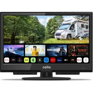 Cello C1624WS 16" 12V Smart-TV, WebOS, Bluetooth, Pitch Perfect Sound, Prime Video, Apple, DAZN – Ideal für Wohnmobile, LKWs und Boote, 230V-Kleiner Bildschirm
