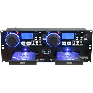 Pronomic CDJ-230 Doppel DJ CD Player mit USB & SD (2-Kanal DJ Desk mit separatem Controller, Pitch Bender und DSP-Effekte, Seamless Loop, 19"-Format)