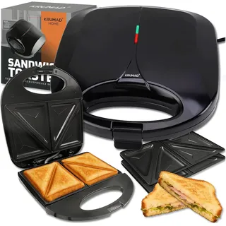 krumad Sandwich Maker – 1000W Sandwich Toaster 2 Scheiben mit Antihaftbeschichtung