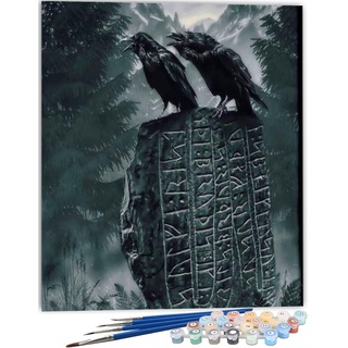 NNALEGS Malen Nach Zahlen Erwachsene Wikinger-Krieger 40X50CM Malen Nach Zahlen Leinwand Kinder Anfänger Set Groß Landschaft Bilder,D17