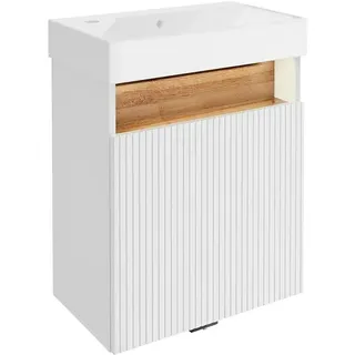 Camargue Pure Badmöbel-Set  (Gesamtbreite Badmöbel: 55 cm, Weiß/Eiche, Matt)