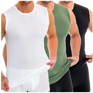 HERMKO Achseltop 3040 3er Pack Herren Tank Top Unterhemd mit Rundhals-Ausschnitt bunt D 5 = EU M