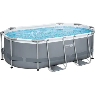 BESTWAY Power Steel Frame Pool oval Set 305 x 200 x 84 cm inkl. Filterpumpe (3-tlg.)