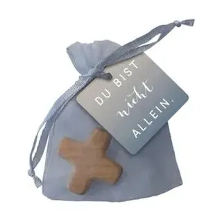 COPPENRATH 94493 Du bist nicht allein - Kleines Holzkreuz im Beutel