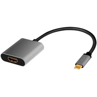 Logilink CUA0103 USB 3.2 Gen 1-HDMI Adapterkabel 4K/60 Hz, alu, schwarz/grau, 0,15 m