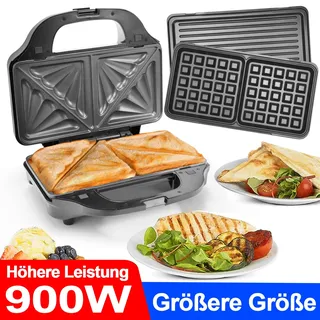 SUPERLEX 3-in-1 Multifunktionsgerät Sandwichtoaster Waffeleisen Toast Grill 900W