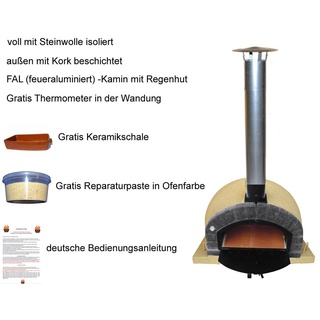 Holzbackofen Brazza 120 creme inklusive Kaminrohr und Regenhut : ohne Zubehör Zubehör Holzbackofen: ohne Zubehör