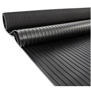 ANRO Breitriefen Gummimatte 3mm Schwarz - Gummiläufer 100 x 50 cm | Breitriefen-Profil, rutschhemmend & zuschneidbar - Gummiläufer für Eingang, Werkstatt, Garage, Anhänger & Industrie