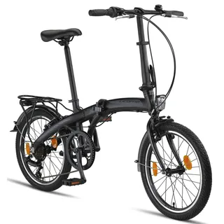 licorne bike gmbh Licorne Bike Phoenix 2D, 20 Zoll Aluminium-Faltrad-Klapprad, Scheibenbremse, Discbremse, V-Bremse Faltfahrrad Herren-Damen 7 Gang Kettenschaltung Folding City Bike, StVZO, (V-Bremse, Schwarz-Anthrazit)