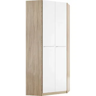Barcelona Eckschrank 78 x 193 x 36 cm struktureichefarben hell/weiß