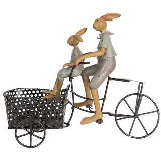 Clayre & Eef Dekoration Kaninchen auf Fahrrad 28x12x23 cm