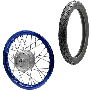 Speichenrad Felge Alu 1,6x16 passend für Simson S51 S50 S70 Schwalbe KR51 Alufelge Craftride AF14 blau + Reifen Vee Rubber VRM094 vorne hinten