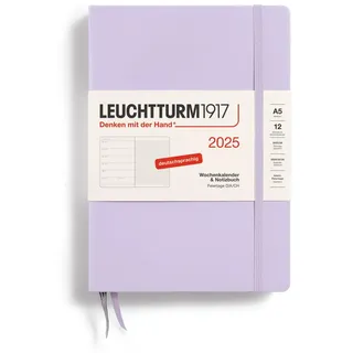 Leuchtturm1917 370485 Wochenkalender & Notizbuch Medium A5 Hardcover - 12-Monats-Planer, 80 g, liniert - Lilac