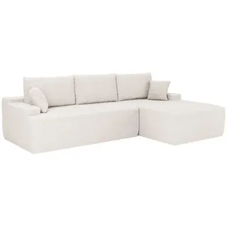 Juskys Eckcouch Cord 3-Sitzer Creme
