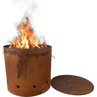 Relaxdays Feuertonne Ø 49,5 cm Braun