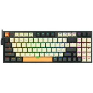 Redragon K636CLO-RGB Kitava Mechanische Tastatur mit 94 Tasten und Nummernblock, RGB-Hintergrundbeleuchtung, roter Schalter, US-Layout, Schwarz K636CLO-RGB schwarz