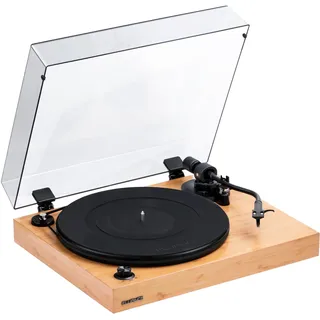 Fluance RT82 Referenz High Fidelity Vinyl Plattenspieler mit Ortofon OM10 Kartusche, Geschwindigkeitsregelungsmotor, High Mass MDF Holzsockel, Vibration Isolation Füße - Bambus Natur