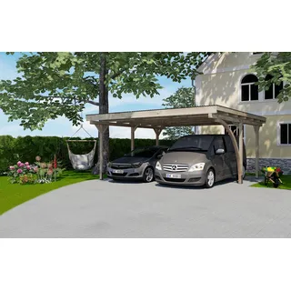 Weka Doppelcarport 616 A 5,00 x 5,00 m braun inkl. Einfahrtsbogen