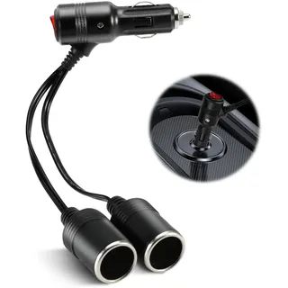tlidfgeo Zigarettenanzünder Verteiler, Auto Zigarettenanzünder Stecker, 1 bis 2 KFZ Auto Adapter Zigarettenanzünder mit ON OFF Schalter, Zigarettenanzünder Verlängerung für Auto Motorrad