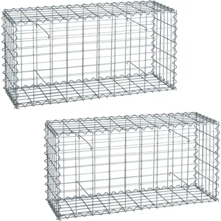 Estexo Gabione Steinkorb Steingabione 2 x 100x50x30 cm Drahtkorb Mauer Sichtschutz Zaun