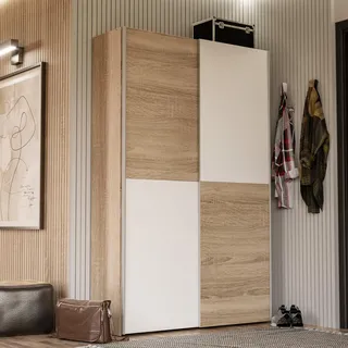 Forte Schwebetürenschrank Ozzula 120,1 x 190,5 x 41,6 cm Weiß