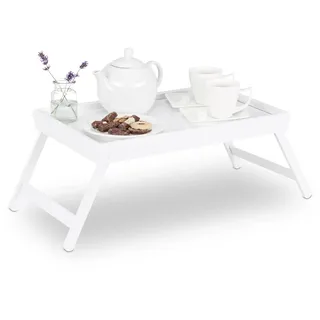 Relaxdays Betttablett weiß 64,0 x 31,0 cm