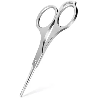 MR.GREEN Professionelles Rundkopf Barttrimmen Edelstahl Nasenhaarschere Ohr Werkzeug zur Gesichtshaarentfernung für Männer