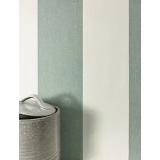 Newroom Vliestapete Frida Grün Tapete Streifentapete Streifen, Blockstreifen, Landhaus, strukturiert, Streifenmuster grün