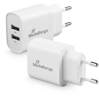 MediaRange 12W 2x USB A Ladeadapter weiß,