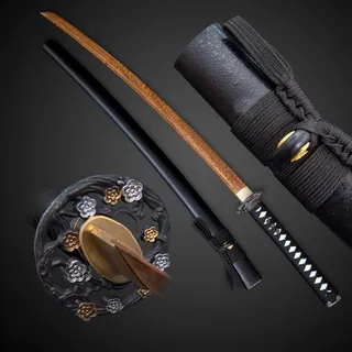 HJHUUA Holzkatana,Samurai-Schwert aus natürlichem Wengeholz,handgefertigtes Bokken,Trainingsschwert aus Holz – 103 cm