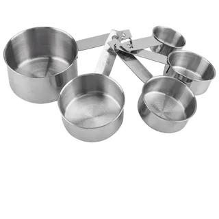Nikou Messbecher 5 Stück/Set Messlöffel Edelstahl Esslöffel Backwerkzeug Küche Umrechnungstabelle Set für Flüssige und Trockene Zutaten, Kaffeelöffel Portionierer Backen Zubehör