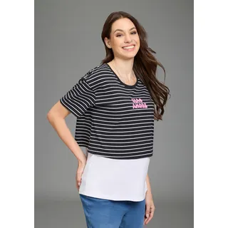 NEUN MONATE Umstandsshirt NEUN MONATE "Umstands-T-Shirt, Lagenshirt", Damen, Gr. 40/42, schwarz geringelt, Single Jersey, Obermaterial: 95% Baumwolle, 5% Elasthan.