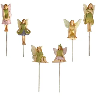 Moreeulsi 6 Stück Fee Garten Zubehör, Fairy Garden Miniatur Feen Figuren Elfen, Miniatur Feenfiguren, Blume Feen Statue Aus Harz Feengarten Ornamente, Für Blumentopf Dekoration, 12.5x18x20cm