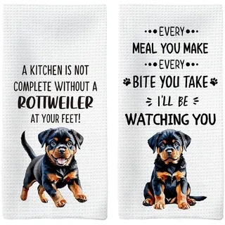 Tzhim Rottweiler Gifts Küchentücher, 2er-Set, Rottweiler-Geschenke für Frauen, Rottweiler-Dekor-Handtücher, Rottweiler-Hunde-Geschirrtücher für Küche, Hundeküche, Badezimmer-Dekor, 40,6 x 61 cm