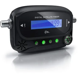 CSL - Digital Satfinder, präzises Messgerät zum Ausrichten Ihrer Satelliten-Schüssel, Satelliten-Finder inkl. F-Kabel, Tonsignal, LCD Display, Satellitenerkennung, auch für Astra 19.2 digital