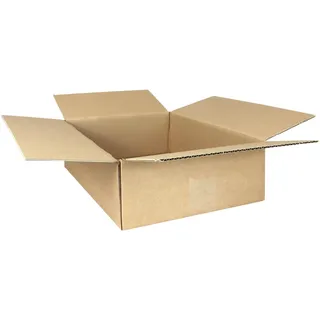 smiley pack 100 Stück Faltkartons 350 x 250 x 100 mm braun KK S | Versandkarton, Verpackungskartons 35 x 25 x 10 cm aus Wellpappe 1 wellig – Karton, Pappkarton für Paket & Päckchen