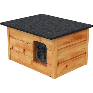 QLS Katzenhaus XL Katzenhütte Katzenhöhle Outdoor draußen winterfest isoliert Holz 8577