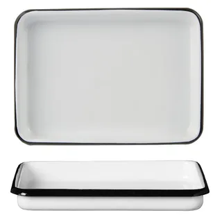 ib laursen Dekotablett Ib Laursen Tablett Platte Schale Untersetzer Ablage 13x17cm Emaille weiß