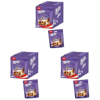 Milka Mini Cookies 8 x 110g, Mini-Kekse mit Schokoladenstückchen und Milka Alpenmilch Schokolade (Packung mit 3)