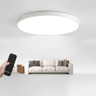 JDONG 72W Led Deckenleuchte Dimmbar mit Fernbedienung 3000K-6000K Wohnzimmerlampe Flach Deckenlampe moderne Leuchte für Büro Schlafzimmer - Weiß