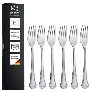 Gehring Solingen Chippendale Dessertgabeln 6 Stück I Edelstahl Besteck Set 6 Personen I spülmaschinengeeignet I Made in Germany