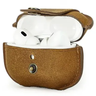 CONTACT'S FAMILY Leder Hülle per AirPods Pro 2, Custodia Airpods Pro 2 Pelle, Airpods Pro 2 Generation Case, Airpod Pro Hülle (Braun)